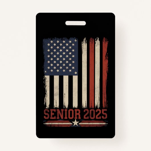 Senior 2025 American Flag USA Abschluss Class of Ausweis (Vorderseite)