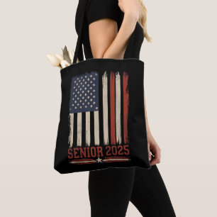 Senior 2025 American Flag USA Abschluss Class of Tasche