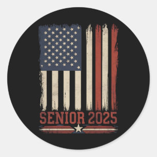 Senior 2025 Amerikanische Flagge USA Abschlussklas Runder Aufkleber