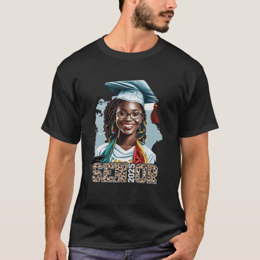 Senior 2025 Black Girl Abschluss Class of 2025 Le T-Shirt (Vorderseite)