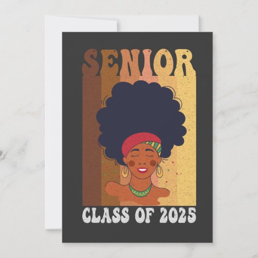 Senior 2025 Class Black Smart Afro Melanin African Save The Date (Vorderseite)