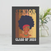 Senior 2025 Class Black Smart Afro Melanin African Save The Date (Stehend Vorderseite)