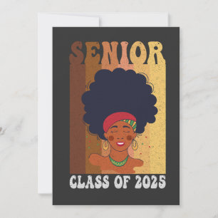Senior 2025 Class Black Smart Afro Melanin African Save The Date