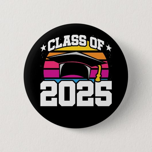 Senior 2025 Class of 2025 Abschluss Retro Sunset Button (Vorderseite)