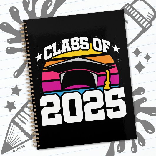 Senior 2025 Class of 2025 Abschluss Retro Sunset Planer