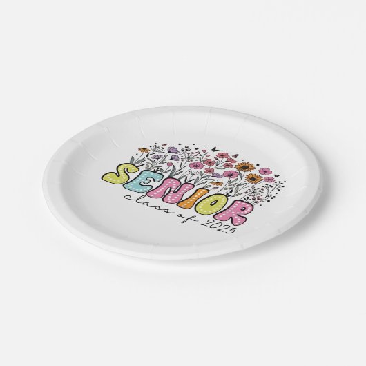 Senior 2025 Class of 2025 Spring Blossom Blume Pappteller (Schrägansicht)