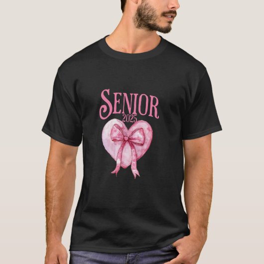 Senior 2025 Coquette Bogen rosa zurück in die Schu T-Shirt (Vorderseite)