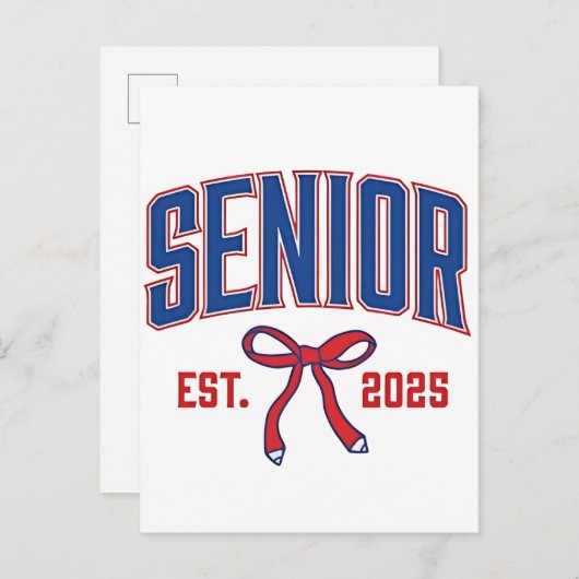 Senior 2025 Coquette Class of 2025 Pink Bows Ankündigungspostkarte (Vorne/Hinten)