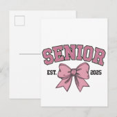 Senior 2025 Coquette Class of 2025 Pink Bows Ankündigungspostkarte (Vorne/Hinten)
