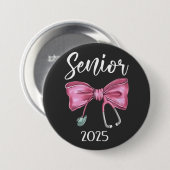 Senior 2025 Coquette Class of 2025 Pink Bows Button (Vorne & Hinten)