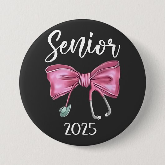 Senior 2025 Coquette Class of 2025 Pink Bows Button (Vorderseite)
