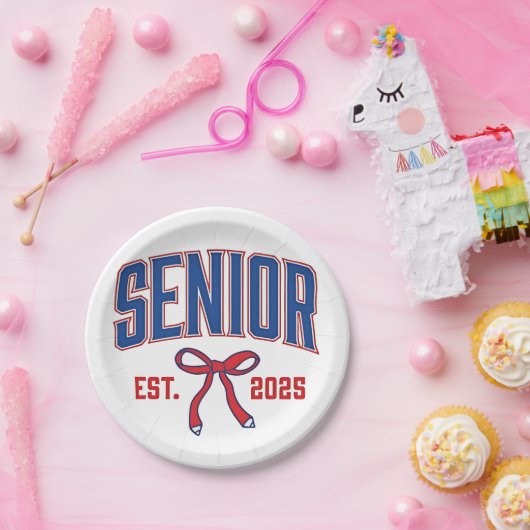 Senior 2025 Coquette Class of 2025 Pink Bows Pappteller (Party)