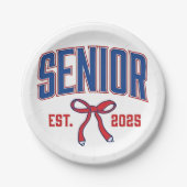 Senior 2025 Coquette Class of 2025 Pink Bows Pappteller (Vorderseite)