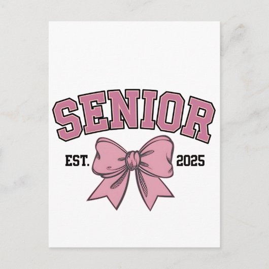 Senior 2025 Coquette Class of 2025 Pink Bows Postkarte (Vorderseite)