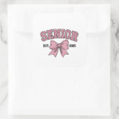 Senior 2025 Coquette Class of 2025 Pink Bows Quadratischer Aufkleber (Tasche)