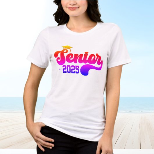 Senior 2025 Graduate Retro Rainbow Tri-Blend Shirt