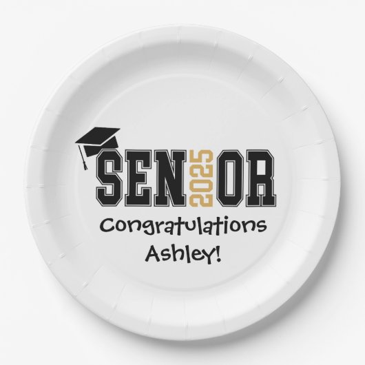 Senior 2025 - Name anpassen Pappteller (Vorderseite)