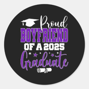 Senior 2025 Proud Boyfriend of a Cl of 2025 Gradua Runder Aufkleber