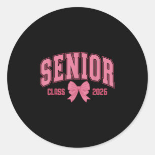 Senior 2026 Bow Coquette 2026 Senior Girls Runder Aufkleber