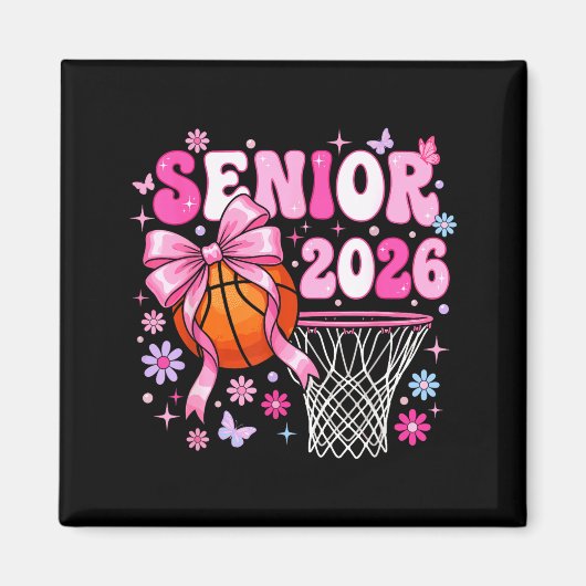 Senior 2026 class of 2026 basketball coquette bow magnet (Vorne)