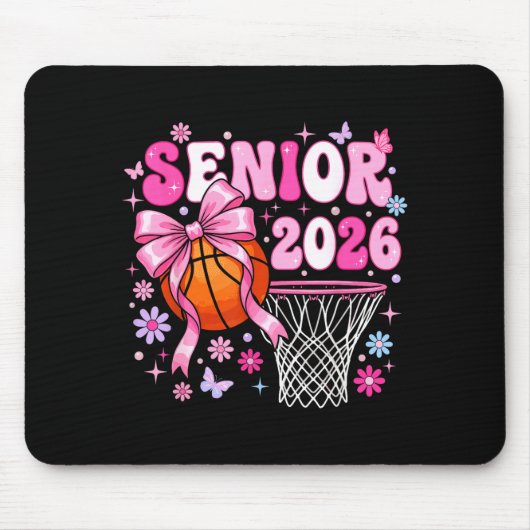 Senior 2026 class of 2026 basketball coquette bow mousepad (Vorne)