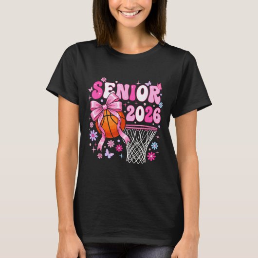 Senior 2026 class of 2026 basketball coquette bow T-Shirt (Vorderseite)