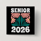 Senior 2026 Custom Retro Groovy Blume Abschluss Button (Vorderseite)