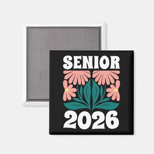 Senior 2026 Custom Retro Groovy Blume Abschluss Magnet (Vorderseite/Rückseite)