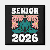 Senior 2026 Custom Retro Groovy Blume Abschluss Magnet (Vorne)