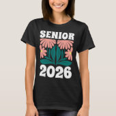 Senior 2026 Custom Retro Groovy Blume Abschluss T-Shirt (Vorderseite)