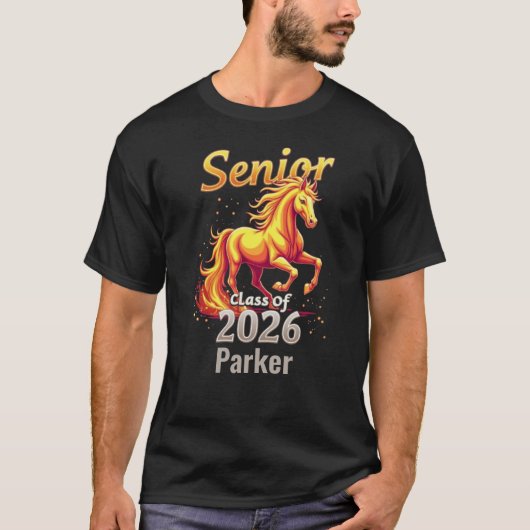 Senior 2026 Fire Horse Chinese Zodiac Personalize T-Shirt (Vorderseite)