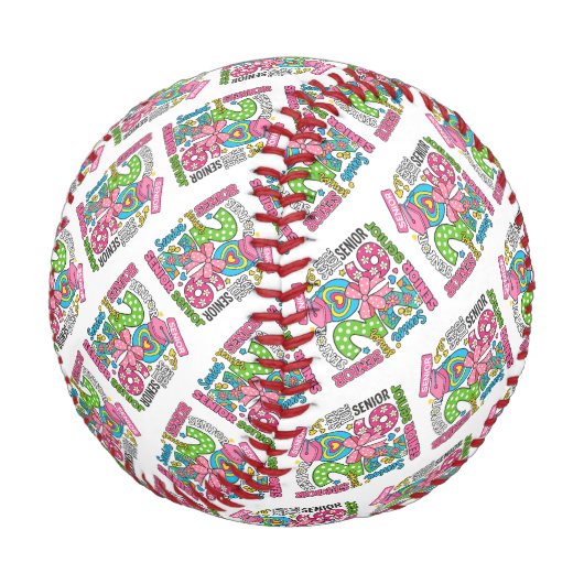 Senior 2026 Groovy Baseball Erinnerungsstück (Schrägansicht)