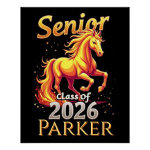 Senior 2026 Klasse Feuerpferd Personalisiert Glänz