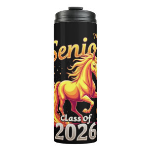 Senior 2026 Klasse Feuerpferd Personalisiert Thermosbecher
