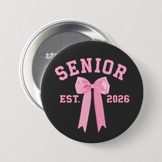 Senior 2026 Pink Bow Button (Vorne & Hinten)