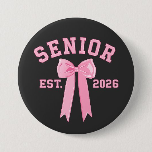 Senior 2026 Pink Bow Button (Vorderseite)