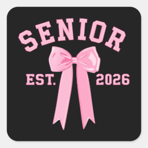 Senior 2026 Rosa Schleife Quadratischer Aufkleber