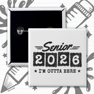 Senior 2026 Vintage-Abschlusszitat Retro-Typ Button