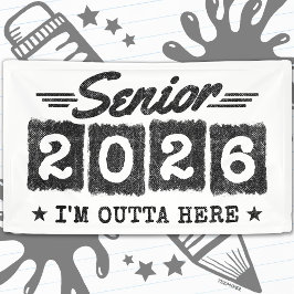 Senior 2026 Vintage Graduation Quote Retro Type Banner