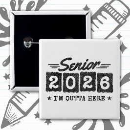 Senior 2026 Vintage Graduation Quote Retro Type Button
