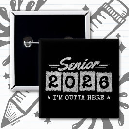 Senior 2026 Vintage Graduation Quote Retro Type Button