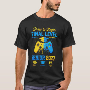 Senior 2027 Gamer Abschluss Lustige Mütze Gesammel T-Shirt