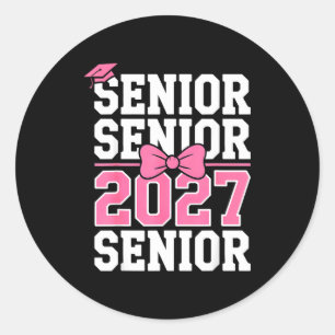 Senior 2027 Klasse Coquette Rosa Runder Aufkleber