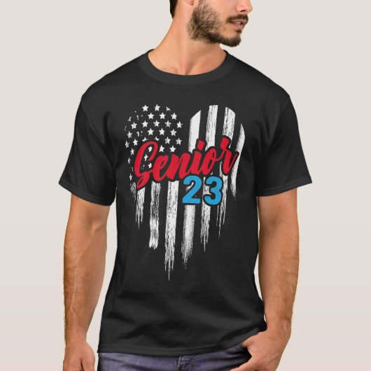 Senior 23 2023 Abschluss Graduate American Flag H T-Shirt (Vorderseite)