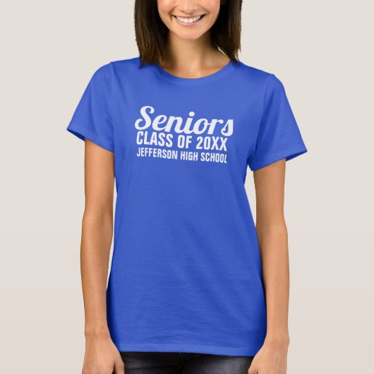 Senior Abschluss Class of 20XX School Name Custom T-Shirt (Vorderseite)