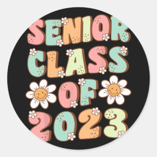 Senior Abschluss Niedlich Groovy Senior Cl of 2023 Runder Aufkleber