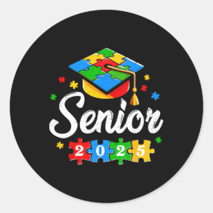 Senior Autism Graduate 2025 Autism Abschluss Seni Runder Aufkleber