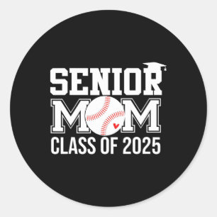 Senior Baseball Mama Senior Mama Cl of 2025 Gradua Runder Aufkleber