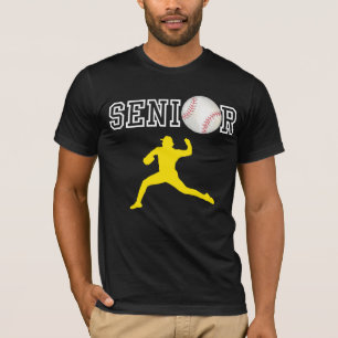 Senior Baseball Pitcher Spieler Gelbe Silhouette T-Shirt