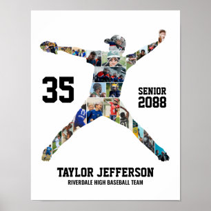 Senior Baseball Pitcher Sportfoto Collage Poster